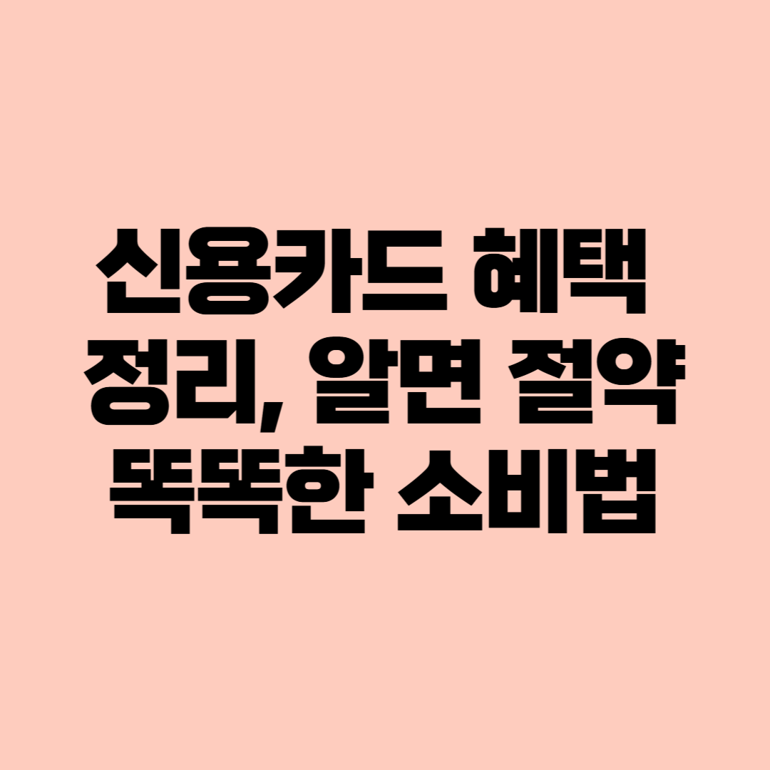 신용카드 혜택 정리