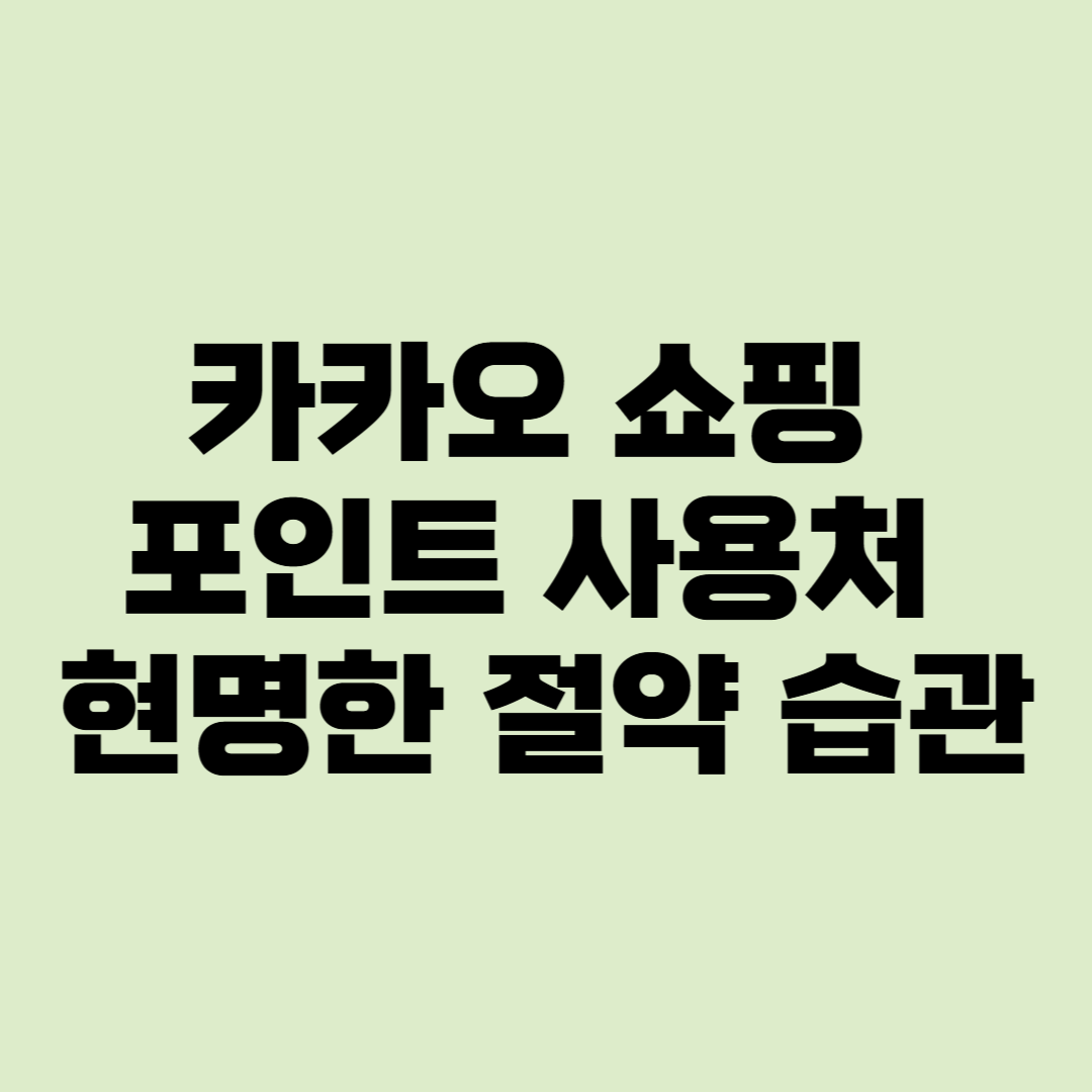 카카오 쇼핑 포인트 사용처